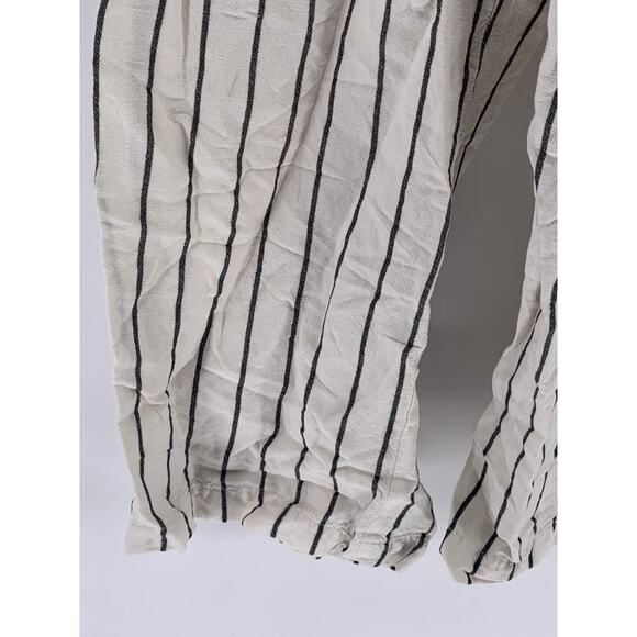 ANN TAYLOR LOFT Women's Petite Black-Cream Striped Linen-Blend Jumpsuit SZ XSP - Picture 7 of 11